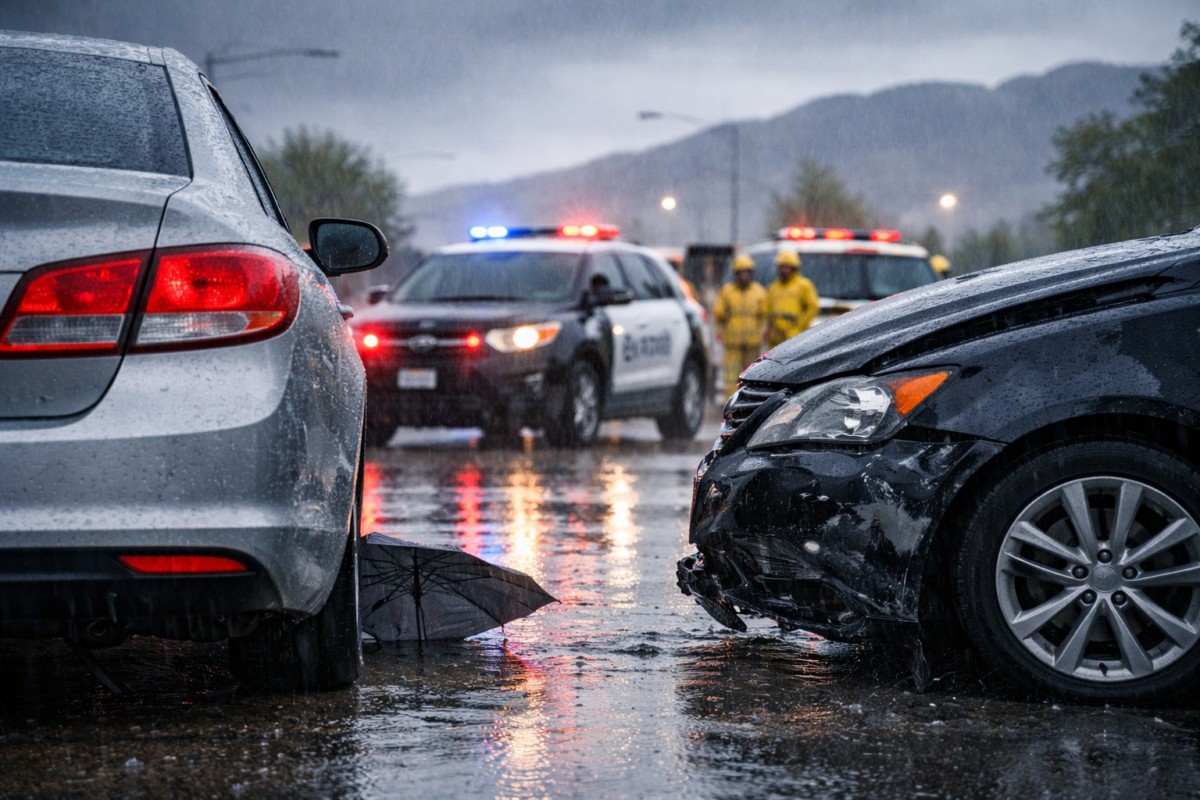Accidentes por Lluvia en Abril en El Paso: Cómo las Carreteras Mojadas Cambian la Culpa en Choques de Autos en Texas